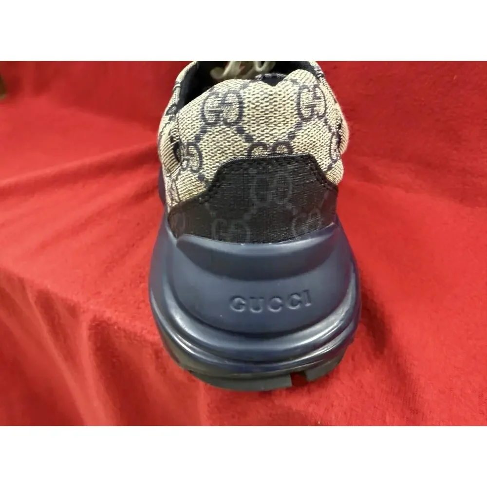 Gucci GG Rhyton Beige Blue Supreme Monogram Sneakers EU 41/ Gucci 7 /US 7.5